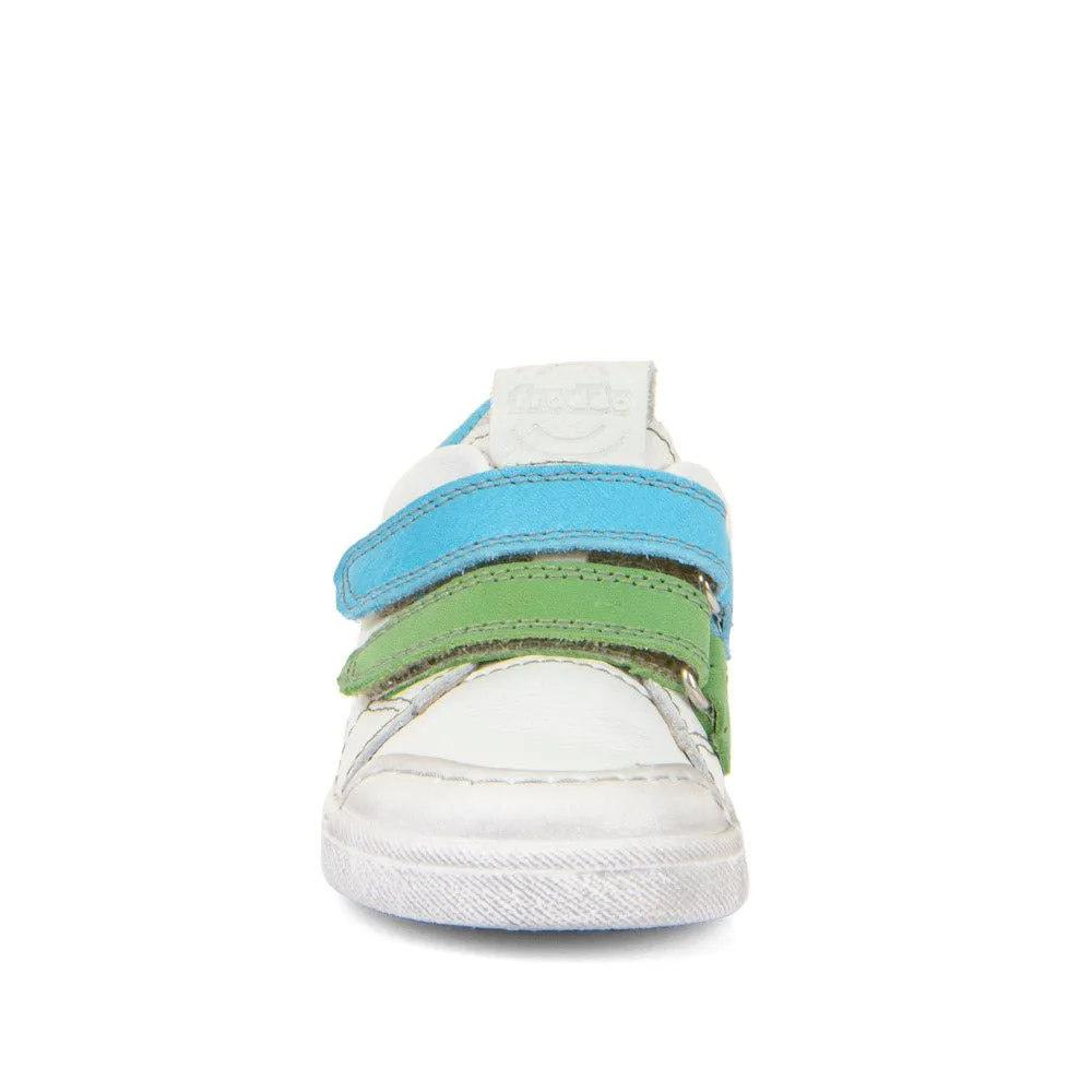 Froddo: Rosario Velcro Trainers - White / Blue & Green Straps